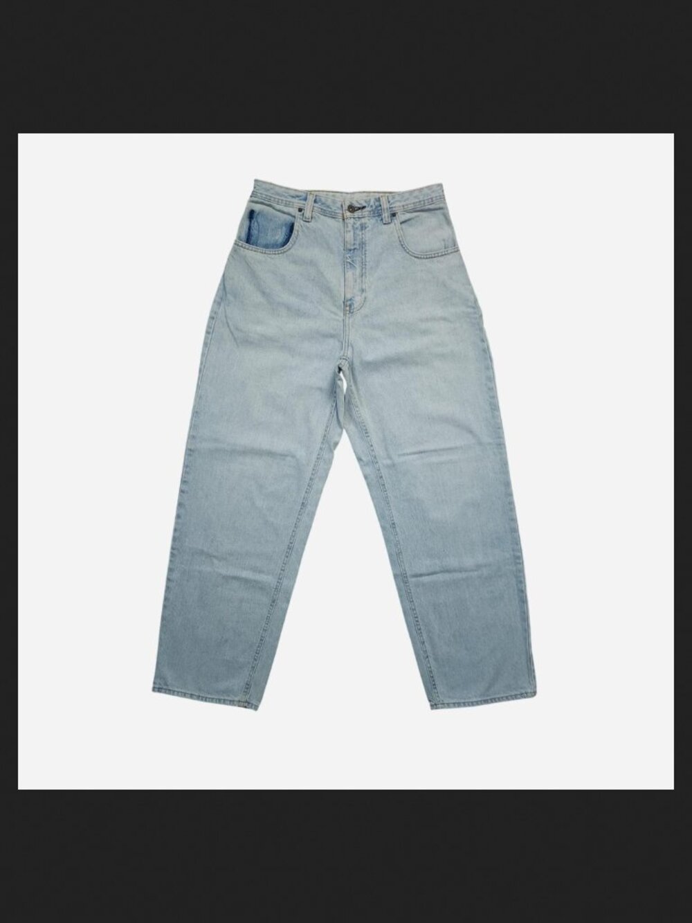 Empyre altered light blue wash jeans with gold stitching
